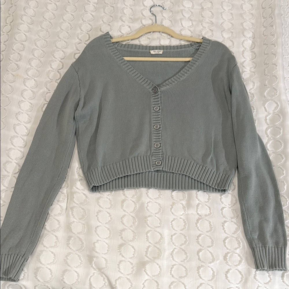 PacSun Gray Ribbed Cardigan Sweater